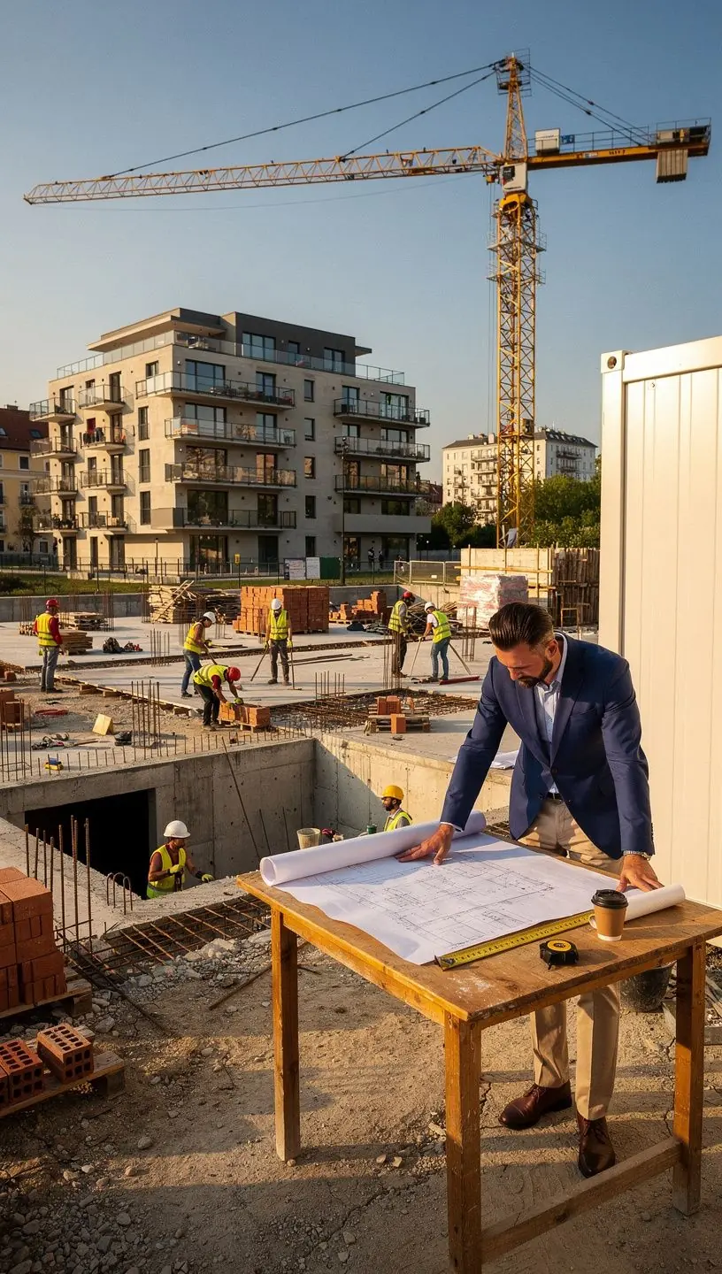 Moderne Wohnanlage in Wien mit stilvollem Design und großen Fenstern